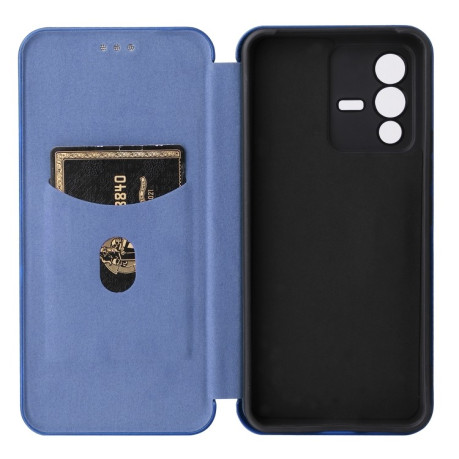 Чохол-книжка Carbon Fiber Texture на Vivo S12 5G/V23 5G - синій