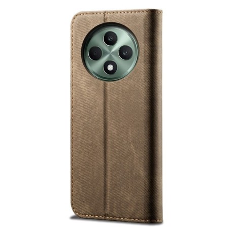 Чехол книжка Denim Texture Casual Style на OPPO Reno12 F/12 FS 5G Global - хаки