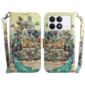 Чехол-книжка 3D Colored Horizontal Flip Leather для Xiaomi Poco F6 Pro - Zoo