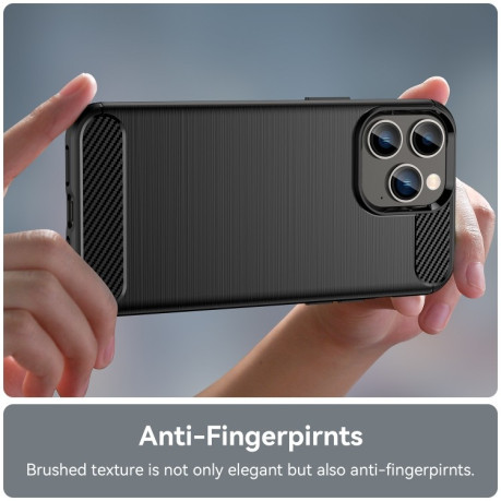 Чохол Brushed Texture Carbon Fiber на iPhone 14 Pro Max - чорний