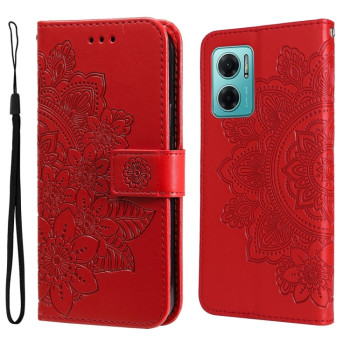Чохол-книжка 7-petal Flowers Embossing для Xiaomi Redmi Note 11E/Redme 10 5G/Redmi 10 Prime+ 5G - червоний