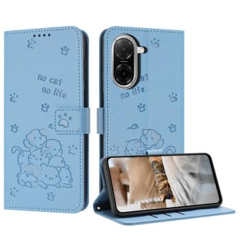 Чехол-книжка Embossed Kitten Phone Leather для Xiaomi Redmi A5 4G / Poco C71 - синий