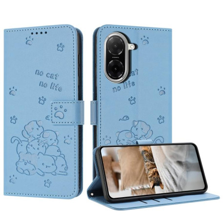 Чехол-книжка Embossed Kitten Phone Leather для Xiaomi Redmi A5 4G / Poco C71 - синий