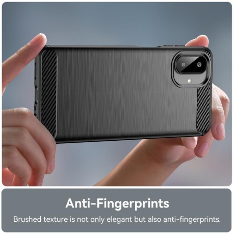 Противоударный чехол Brushed Texture Carbon Fiber на Samsung Galaxy A07 4G - черный