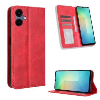 Чехол-книжка Magnetic Buckle Retro Crazy Horse Texture на Samsung Galaxy A06 - красный