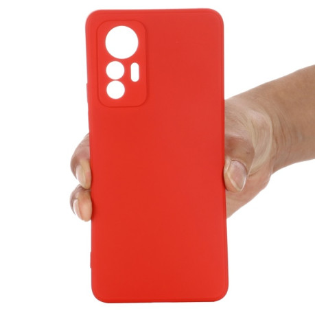 Чехол Solid Color Liquid Silicone на Xiaomi 12 Lite - красный