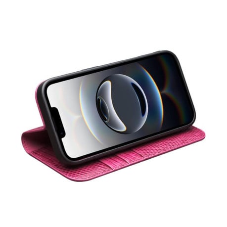 Кожаный чехол-книжка QIALINO Crocodile Texture на iPhone Air - пурпурно-красный