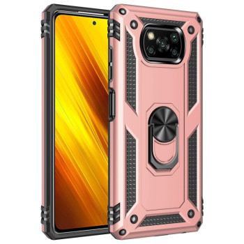 Чохол HMC з поворотним 360 тримачем на Xiaomi Poco X3 / Poco X3 Pro - рожеве золото