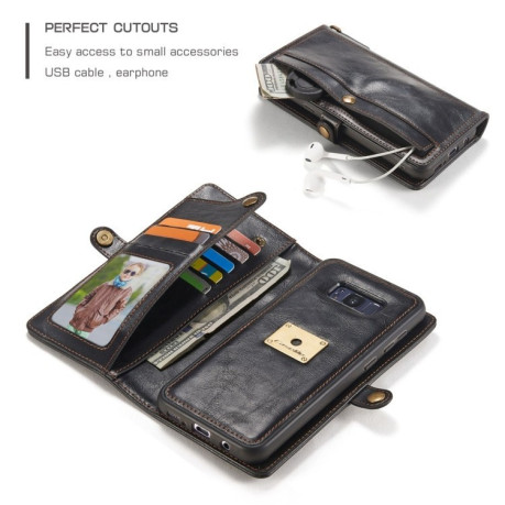 Кожаный чехол-книжка CaseMe Qin Series Wrist Strap Wallet Style со встроенным магнитом на Samsung Galaxy S8 /G950-черный