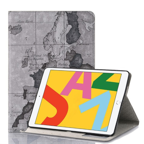 Шкіряний чохол-книжка Map Texture на iPad 9/8/7 10.2 (2019/2020/2021) / 10.5 - сірий