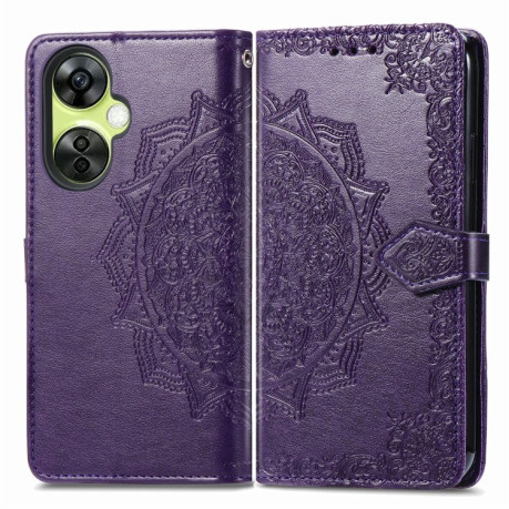 Чехол-книжка Lucky Clover Halfway Mandala Embossing Pattern на OnePlus Nord N30/CE 3 Lite - фиолетовый