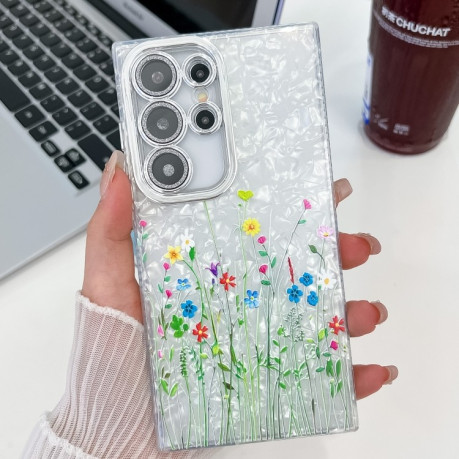 Чехол Electroplating Laser Flower Texture для Samsung Galaxy S25 Ultra 5G - Little Wildflower