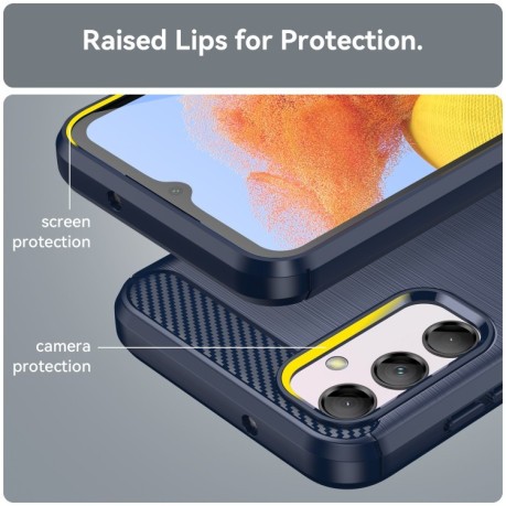 Чохол Brushed Texture Carbon Fiber для Samsung Galaxy M14 5G - синій