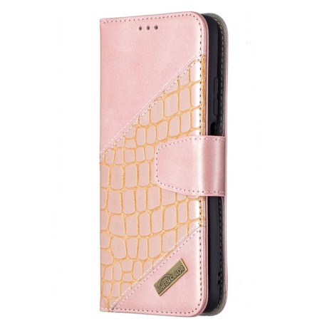 Чехол-книжка Matching Color Crocodile Texture на Xiaomi Redmi 9T/Poco M3 - розовое золото