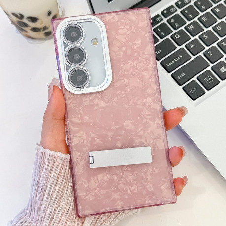 Противоударный чехол Plating Glitter Texture TPU with Lens Film для Samsung Galaxy A36 5G - Pink Shell Pattern