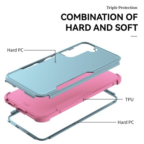 Противоударный чехол EsCase durable для Samsung Galaxy S23 5G - зелено-розовый