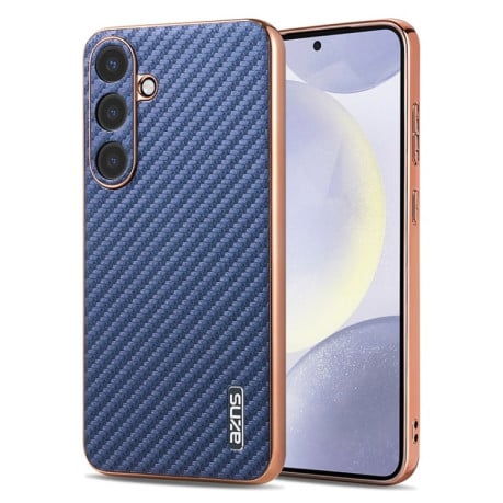 Ударозахисний чохол AZNS Electroplated Edge Carbon Fiber Texture на Samsung Galaxy S25+ 5G - синій