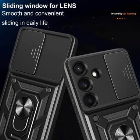 Чохол із шторкою на камери Sliding Camshield та кишенькою для карток на Samsung Galaxy S25 FE 5G - сріблястий