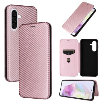 Чехол-книжка Carbon Fiber Texture на Samsung Galaxy A36 - розовый