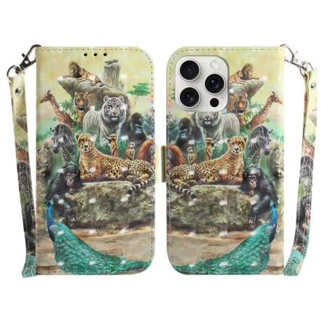 Чехол-книжка 3D Painting для  iPhone 16 Pro Max - Zoo