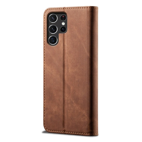 Чехол книжка Denim Texture Casual Style на Samsung Galaxy S25 Ultra 5G - коричневый