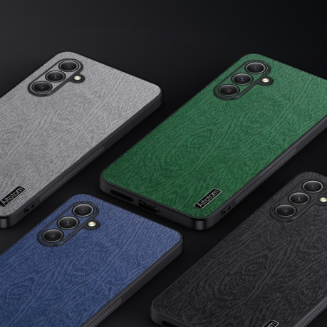 Чехол Tree Bark Leather Shockproof для Samsung Galaxy M55 - черный