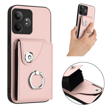 Противоударный чехол Organ Card Bag Ring Holde для Realme GT Neo6 / GT 6T 5G - розовый