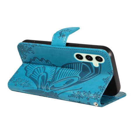 Чохол-книжка Swallowtail Butterfly Embossed Leather для Samsung Galaxy S24 FE 5G - синій