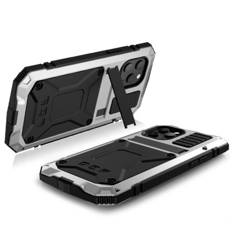 Противоударный металлический чехол R-JUST Dustproof на iPhone 12 / 12 Pro - серебристый