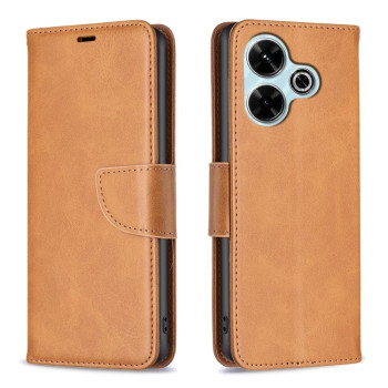 Чехол-книжка Lambskin Texture Pure Color для Xiaomi Poco M6 4G / Redmi 13 4G - желтый