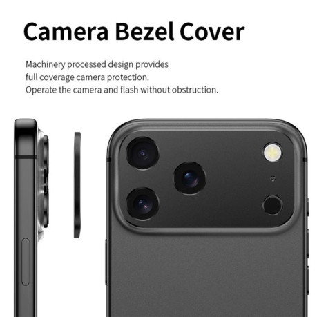 Защитное стекло на камеру Kalebol Metal Hollow Lens Protection Ring на iPhone 17 Pro Max - черное