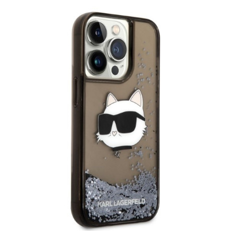 Оригинальный чехол Karl Lagerfeld Glitter Choupette Head для iPhone 14 Pro Max - black