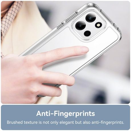 Противоударный чехол Colorful Acrylic Series с цветной силиконовой боковиной на OnePlus Nord 6 5G — прозрачный