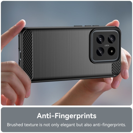 Протиударний чохол Brushed Texture Carbon Fiber на Xiaomi 14 - чорний