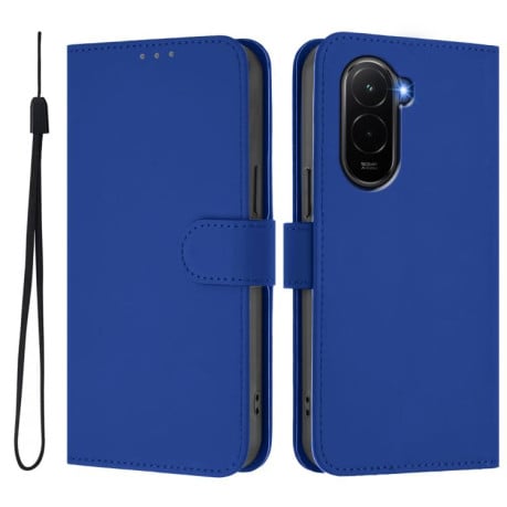 Чехол-книжка с мягким покрытием (Skin Feel) со шнурком на Xiaomi Poco M7 4G 169mm - синий