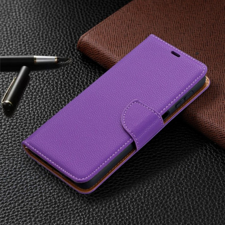 Чохол-книжка Litchi Texture Pure Color на Samsung Galaxy A13 4G- фіолетовий