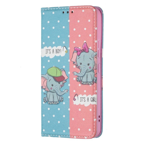 Чехол-книжка Colored Drawing Pattern для Samsung Galaxy S22 5G - Elephant