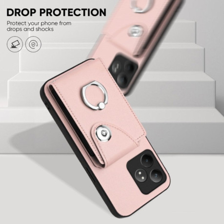 Противоударный чехол Organ Card Bag Ring Holde для Realme GT Neo6 / GT 6T 5G - розовый