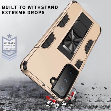 Противоударный чехол Soldier Armor для Samsung Galaxy S21 FE - золотой