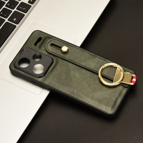 Противоударный чехол Wristband Leather Back для Xiaomi Redmi Note 13 Pro+ - зеленый