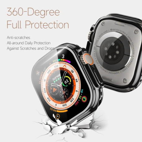Протиударний чохол із захисним склом DUX DUCIS Electroplated для Apple Watch Ultra 49mm - чорний