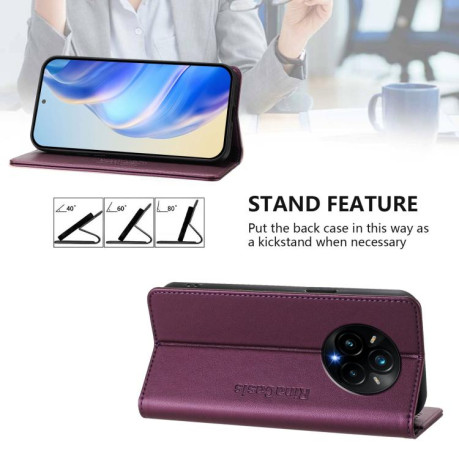Чохол-книжка RC01 Dual-Folded Magnetic Suction RFID Leather на Realme 14 Pro+ 5G - фіолетовий