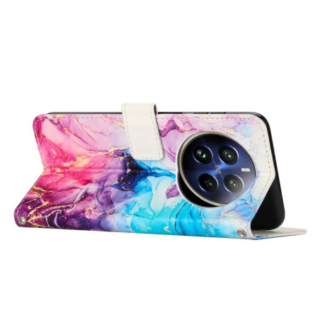 Чехол-книжка Painted Marble Pattern для Realme 12+ 5G/12 4G/13 4G - розово-фиолетовый