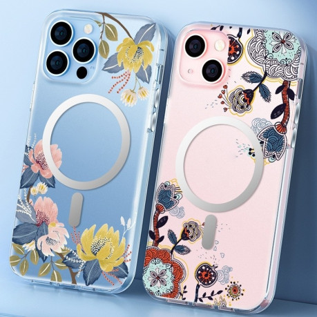 Противоударный чехол Flower Frosted MagSafe для iPhone 14 Pro - Maple Leaves