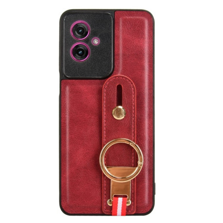 Противоударный чехол Wristband Leather Back для Motorola Moto G55 5G - красный