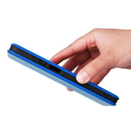 Чехол-книжка Carbon Fiber Texture на Motorola Moto G05 / E15 - синий