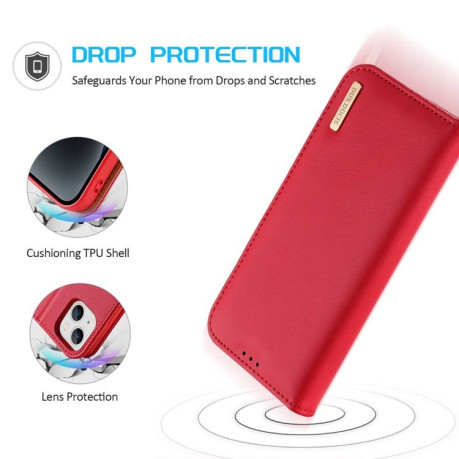 Кожаный чехол-книжка DUX DUCIS Hivo Series на iPhone 15 Plus -красный