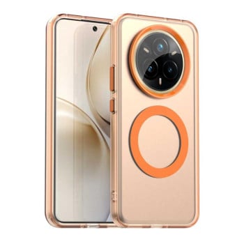 Противоударный чехол Candy Magsafe PC Hybrid TPU для Realme 14 Pro+ 5G - оранжевый