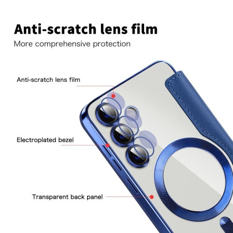 Чохол-книжка Shield MagSafe RFID Anti-theft Leather  для Samsung Galaxy S25+ 5G - синій