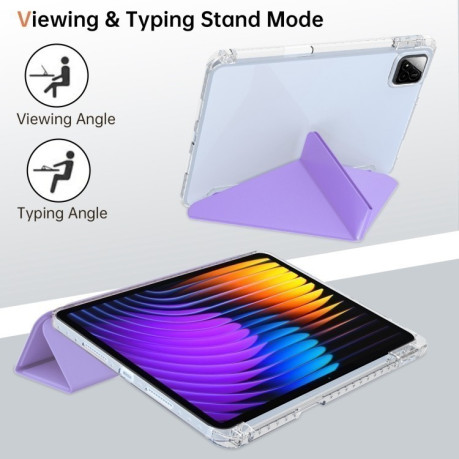 Чехол-книжка Clear Acrylic Demation Leather для Xiaomi Pad 7 / 7 Pro - фиолетовый